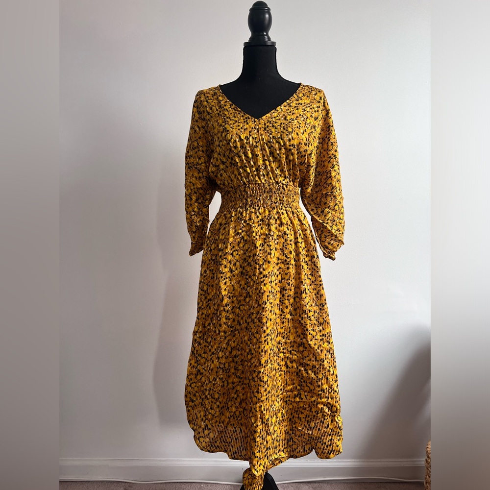 Brand New Anthropologie Marigold Yellow Midi Dress XS/S (Retail $168)